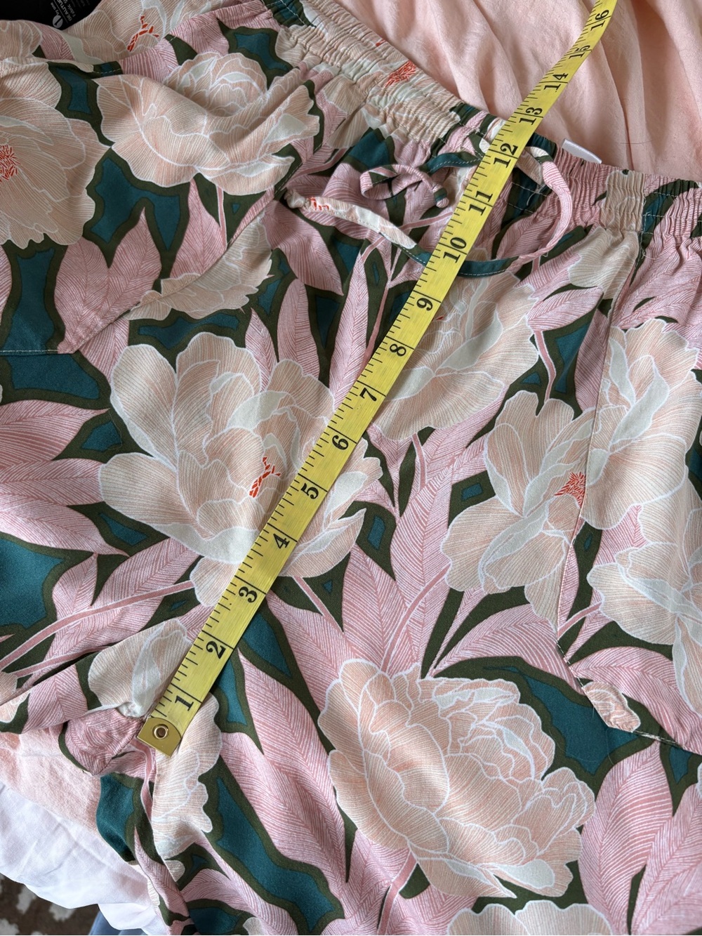 Anthropologie Black Rainn‎ Pink Green Floral Boho Garden Pull On Pants M Peony - Picture 7 of 8